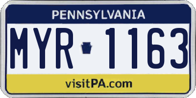 PA license plate MYR1163