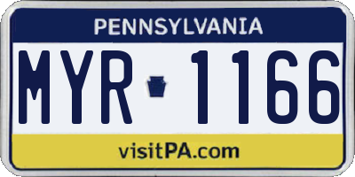 PA license plate MYR1166