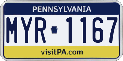 PA license plate MYR1167