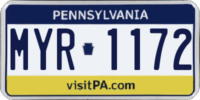 PA license plate MYR1172