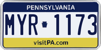 PA license plate MYR1173