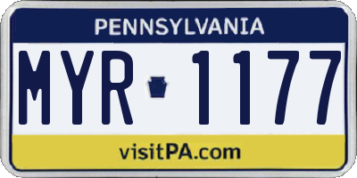 PA license plate MYR1177