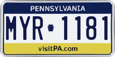 PA license plate MYR1181