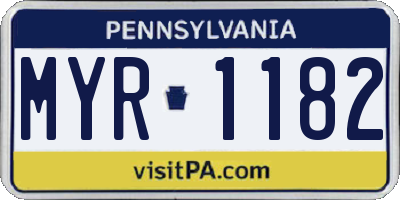 PA license plate MYR1182