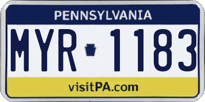 PA license plate MYR1183
