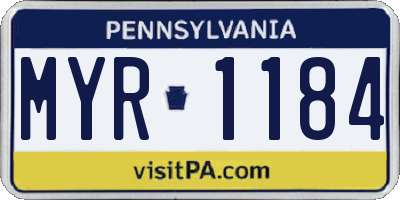 PA license plate MYR1184