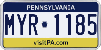 PA license plate MYR1185