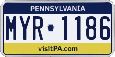 PA license plate MYR1186