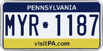 PA license plate MYR1187