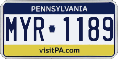 PA license plate MYR1189