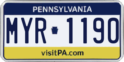 PA license plate MYR1190
