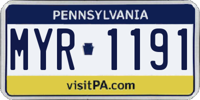 PA license plate MYR1191