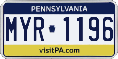 PA license plate MYR1196