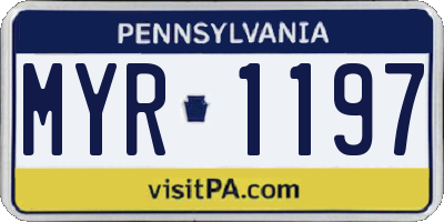 PA license plate MYR1197