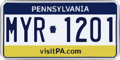 PA license plate MYR1201