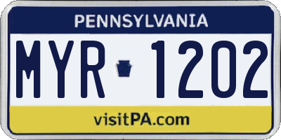 PA license plate MYR1202