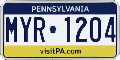 PA license plate MYR1204