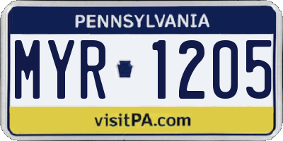 PA license plate MYR1205
