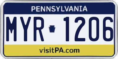 PA license plate MYR1206