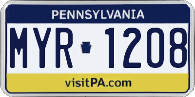 PA license plate MYR1208