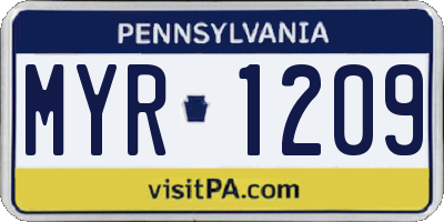 PA license plate MYR1209
