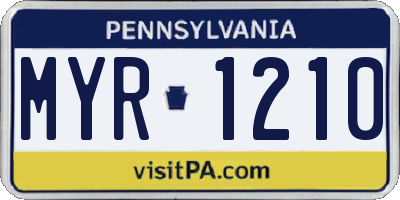 PA license plate MYR1210