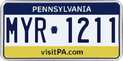 PA license plate MYR1211
