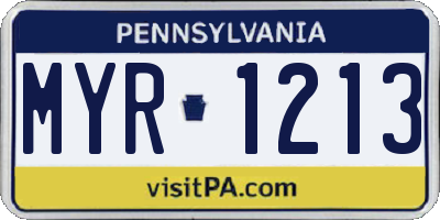 PA license plate MYR1213