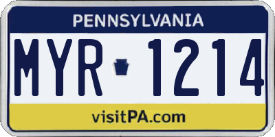 PA license plate MYR1214