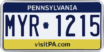 PA license plate MYR1215