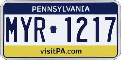 PA license plate MYR1217