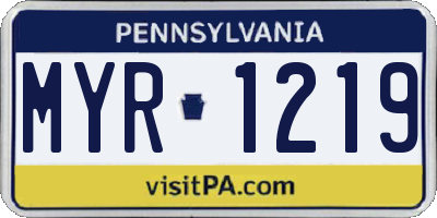 PA license plate MYR1219