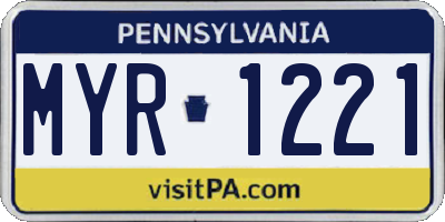 PA license plate MYR1221