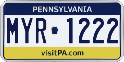 PA license plate MYR1222