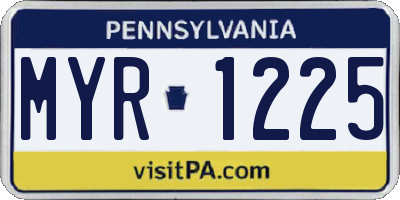 PA license plate MYR1225