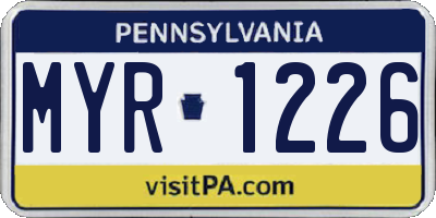 PA license plate MYR1226