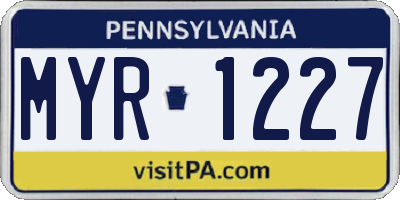 PA license plate MYR1227