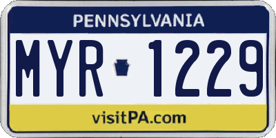PA license plate MYR1229