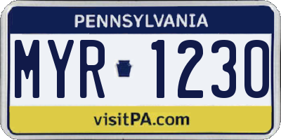 PA license plate MYR1230