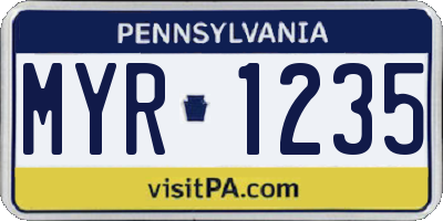 PA license plate MYR1235