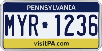 PA license plate MYR1236