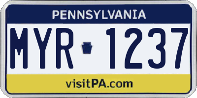PA license plate MYR1237