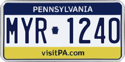 PA license plate MYR1240