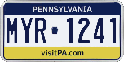 PA license plate MYR1241