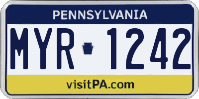 PA license plate MYR1242