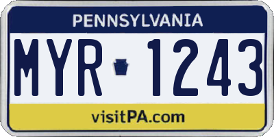 PA license plate MYR1243