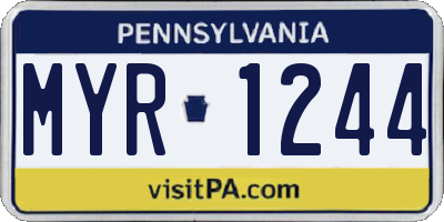 PA license plate MYR1244