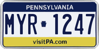 PA license plate MYR1247