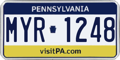 PA license plate MYR1248