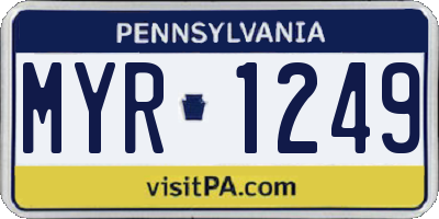 PA license plate MYR1249